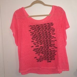 “i am done” pink off the shoulder top